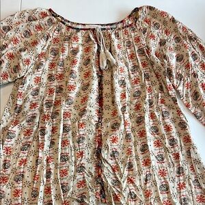 Umgee Cream Tie Front Blouse Relaxed Fit - medium